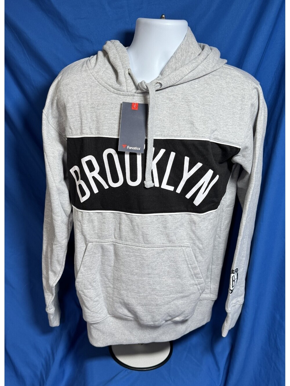 Fanatics Brooklyn Nets Gray Wordmark Pullover Hoodie Men's Size L NWT